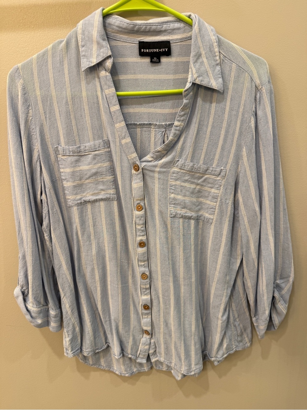 Fortune + Ivy Light Blue Striped Button-Front Shirt